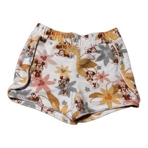 Disney Floral Print Kids Shorts - White, Brown, Yellow girls 7/8